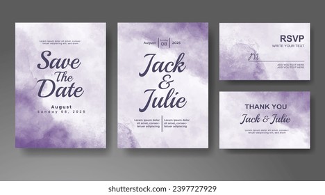 Wedding invitation with abstract watercolor background