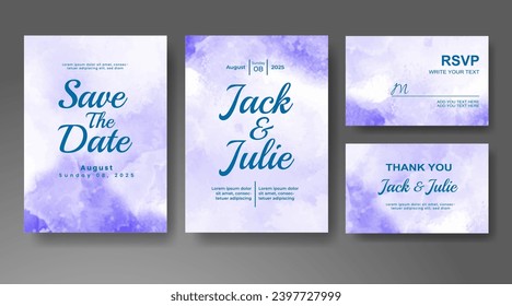 Wedding invitation with abstract watercolor background