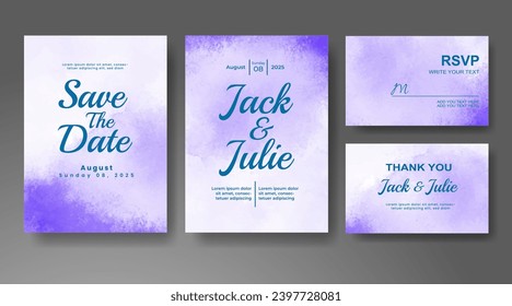 Wedding invitation with abstract watercolor background