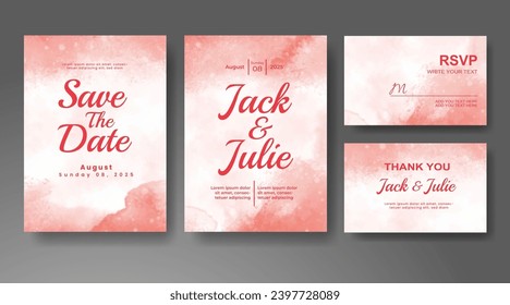 Wedding invitation with abstract watercolor background