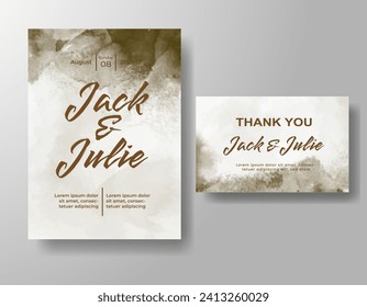 Wedding invitation with abstract watercolor background