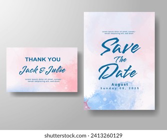 Wedding invitation with abstract watercolor background