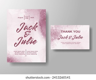 Wedding invitation with abstract watercolor background