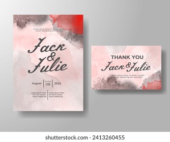 Wedding invitation with abstract watercolor background