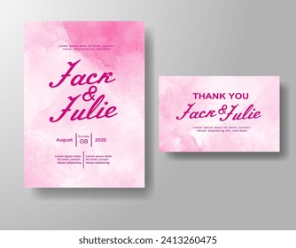 Wedding invitation with abstract watercolor background