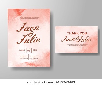 Wedding invitation with abstract watercolor background