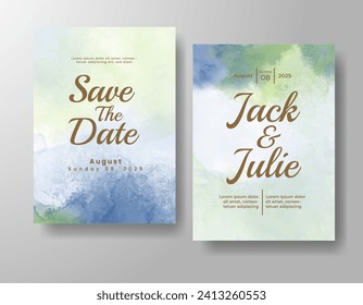 Wedding invitation with abstract watercolor background