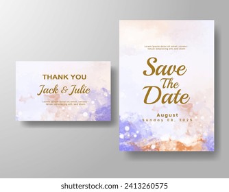 Wedding invitation with abstract watercolor background