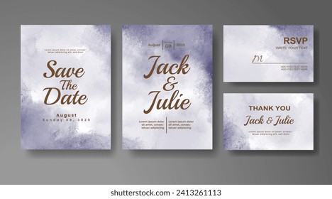 Wedding invitation with abstract watercolor background