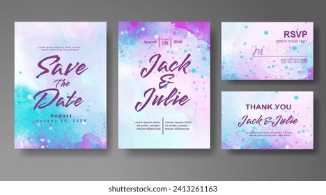 Wedding invitation with abstract watercolor background