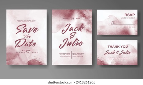 Wedding invitation with abstract watercolor background
