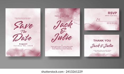 Wedding invitation with abstract watercolor background