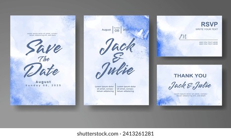 Wedding invitation with abstract watercolor background