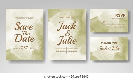 Wedding invitation with abstract watercolor background