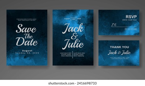 Wedding invitation with abstract watercolor background