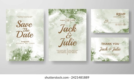 Wedding invitation with abstract watercolor background