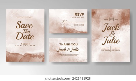 Wedding invitation with abstract watercolor background