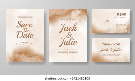 Wedding invitation with abstract watercolor background