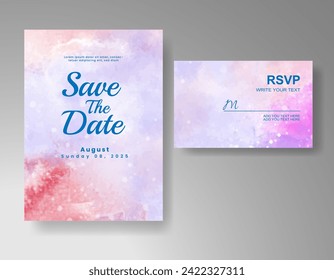 Wedding invitation with abstract watercolor background