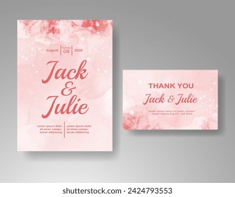 Wedding invitation with abstract watercolor background