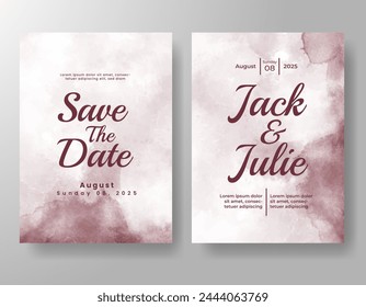 Wedding invitation with abstract watercolor background