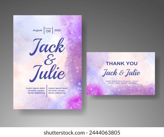 Wedding invitation with abstract watercolor background