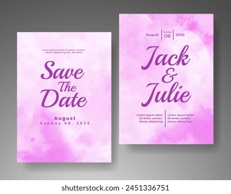 Wedding invitation with abstract watercolor background