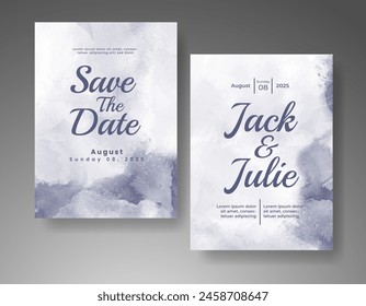 Wedding invitation with abstract watercolor background