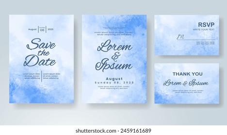 Wedding invitation with abstract watercolor background