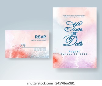 Wedding invitation with abstract watercolor background