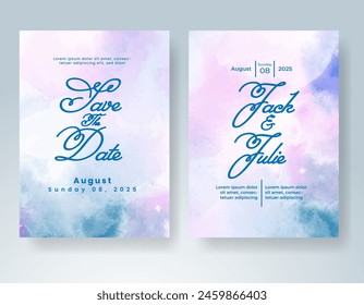 Wedding invitation with abstract watercolor background