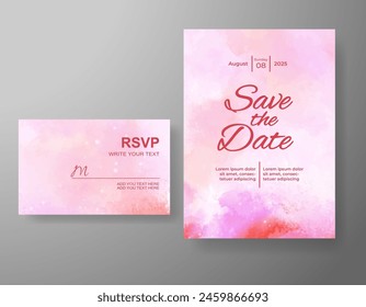 Wedding invitation with abstract watercolor background