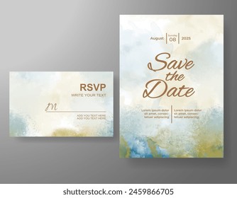 Wedding invitation with abstract watercolor background