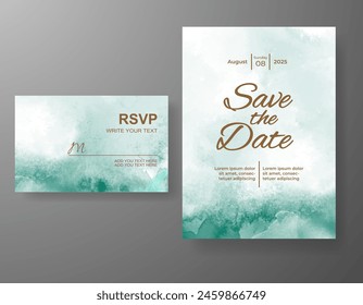 Wedding invitation with abstract watercolor background