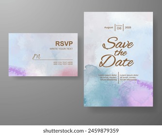 Wedding invitation with abstract watercolor background