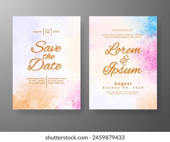 Wedding invitation with abstract watercolor background