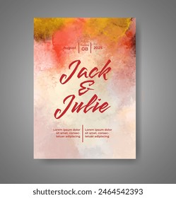 Wedding invitation with abstract watercolor background
