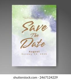 Wedding invitation with abstract watercolor background