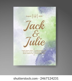 Wedding invitation with abstract watercolor background