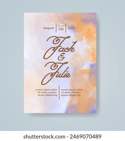 Wedding invitation with abstract watercolor background