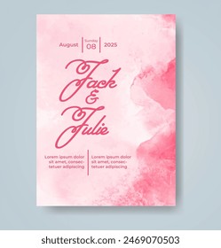 Wedding invitation with abstract watercolor background