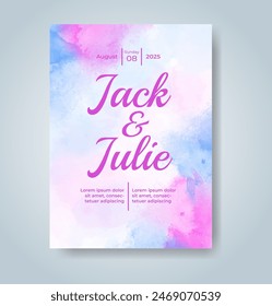 Wedding invitation with abstract watercolor background