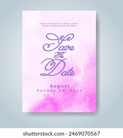 Wedding invitation with abstract watercolor background