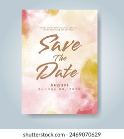 Wedding invitation with abstract watercolor background