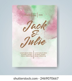 Wedding invitation with abstract watercolor background