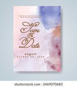 Wedding invitation with abstract watercolor background