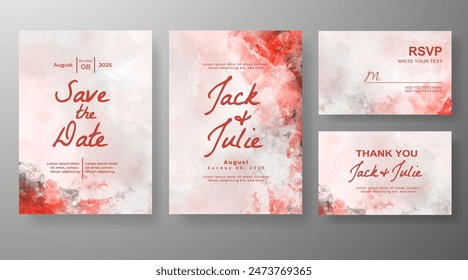 Wedding invitation with abstract watercolor background