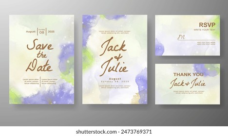 Wedding invitation with abstract watercolor background