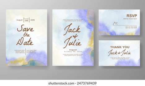 Wedding invitation with abstract watercolor background