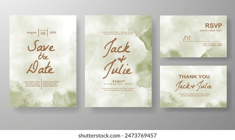 Wedding invitation with abstract watercolor background
